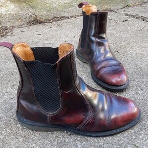 DR. MARTENS RED FLORA CHELSEA BOOTS